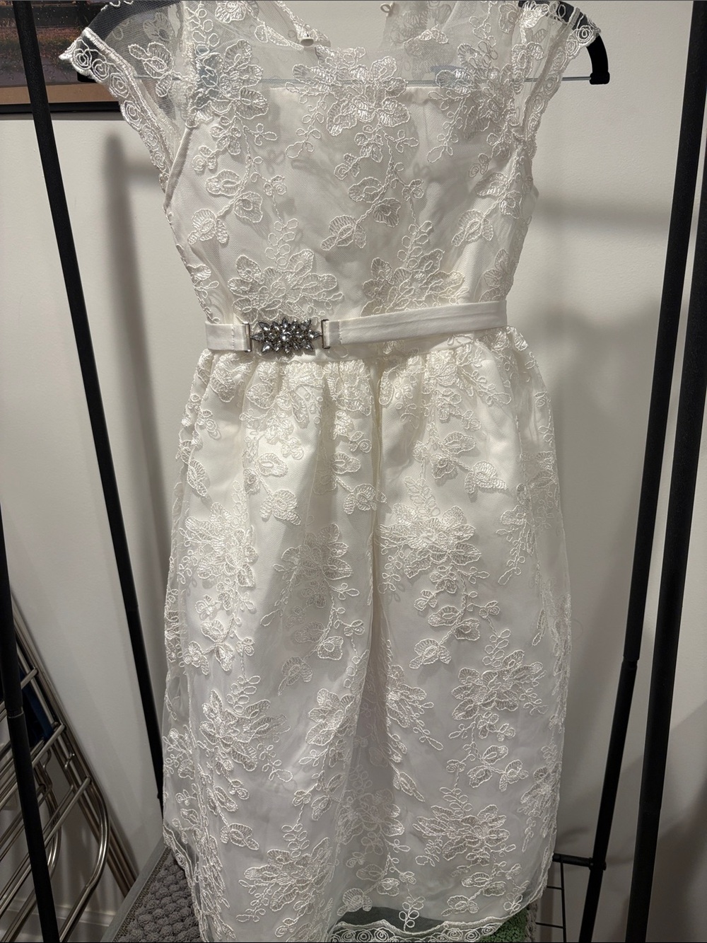 Gymboree Ivory Lace Party Dress with Jeweled Belt